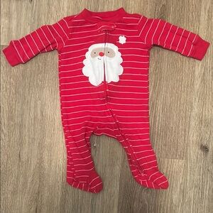 Carter's Red and White Holiday Footies with Santa Design